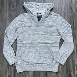 American Rag Hooded Cotton Cable Knit Sweatshirt Size Medium Light Gray